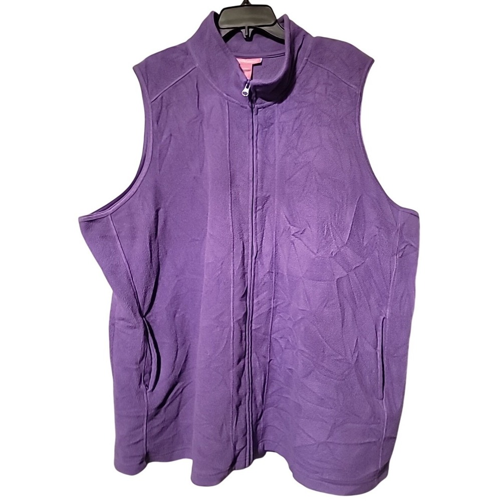 Woman Within Purple Fleece Full Zip Mock Neck Vest Plus Size 3X‎ 32-0496-9